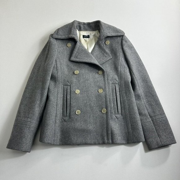 J.Crew Double Breasted 100% Wool Coat Gray Women’s Size‎ Small Lined Casual - Picture 1 of 9